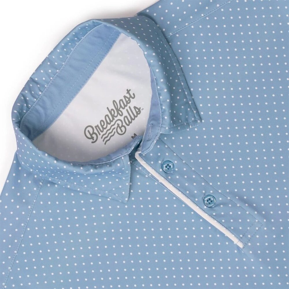 2 FOR $70: Breakfast Balls Sleeve Polo | Polka Dot Blue Size M | RSVLTS - Picture 2 of 5